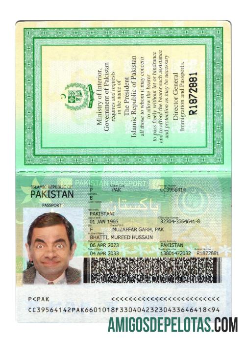 Passaporte do Paquistão 2023 versão atual 2 amostra